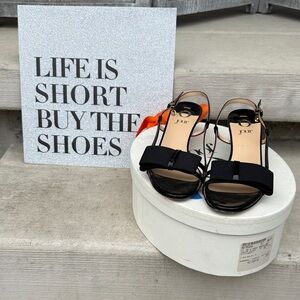 Aquazzura Black Patent Slingback Sandals with Bow Accent
